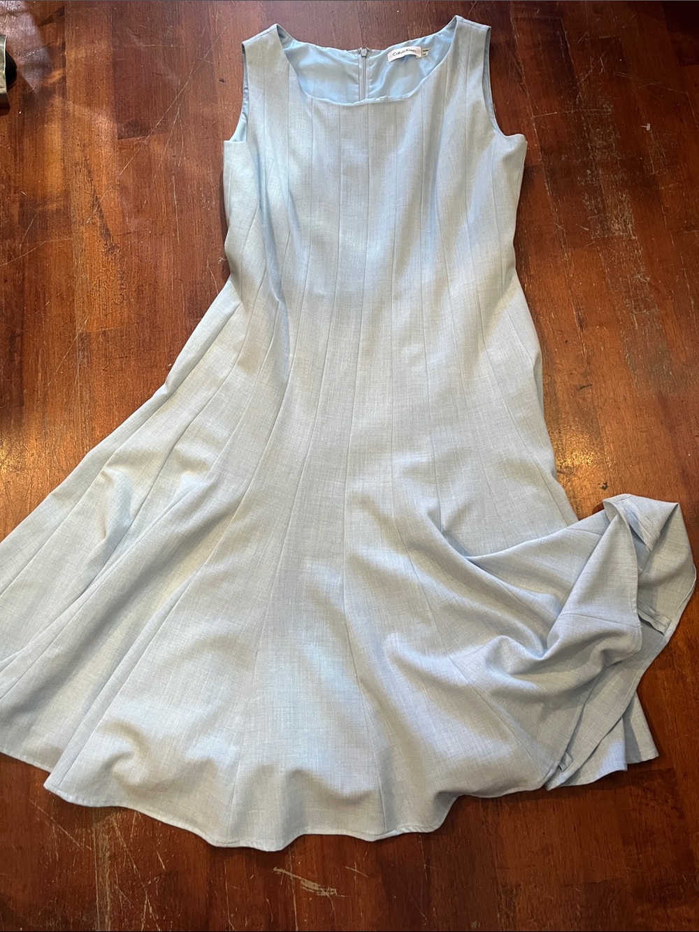 Calvin Klein Light Blue Sleeveless Midi Fit-and-Flare Dress